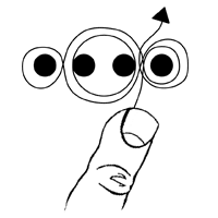 loops around all pegs and out toward rightmost peg
